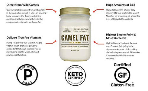 Desert Farms Organic Cooking Camel Hump Fat: Halal, Paleo, Keto Certified, 14 oz, High Smoke Point