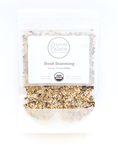 Primal Palate Organic Steak Seasoning, Certified Organic, 7.2 oz Resealable Bag