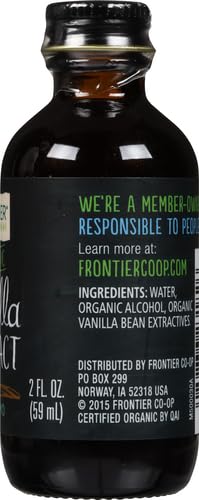 Frontier Co-op Organic Vanilla Extract, 2 Ounce Glass Bottle, Buttery Smooth Flavor