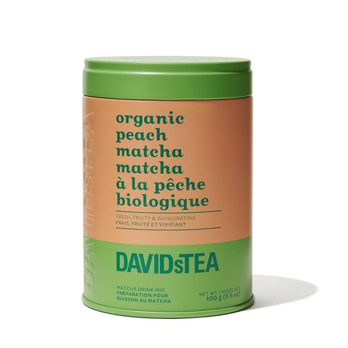 DAVIDsTEA Organic Peach Matcha Mix Medium Caffeine Green Tea Powder with Sweet