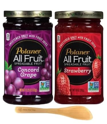 Make Your Day Polaner All Fruit Spreadable Fruit, Concord Grape and Strawberry, 15.25 Ounce Pack