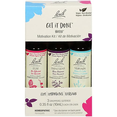 Bach Original Flower Remedies, Get it Done Kit, for Motivation (Non-Alcohol Formula), Natural Homeopathic Flower Essence, Vegan, 3 x 10ml Droppers