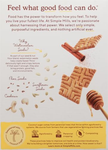 Dense,4.25oz,(Pack 2) Simple Mills Honey Cinnamon Seed & Nut Flour Sweet Thins,Paleo Friendly & Delicious Sweet Thin