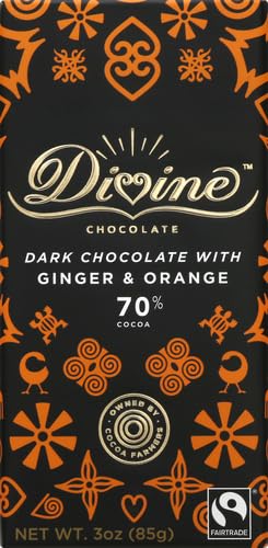 3 Oz Divine Chocolate Chocolate bar Dark Ginger Orange