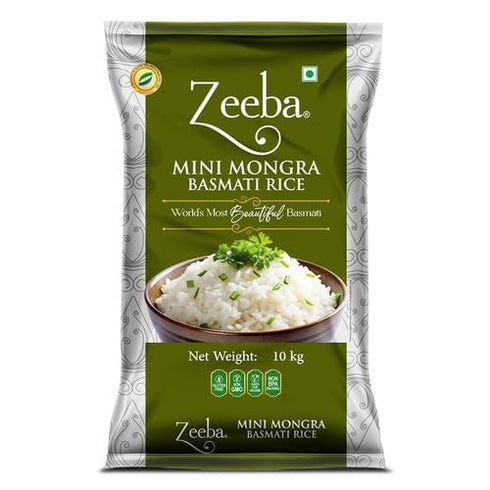 Zeeba Basmati Rice, 10 Kg (Zeeba Mini Mogra Basmati Rice 10 Kg)