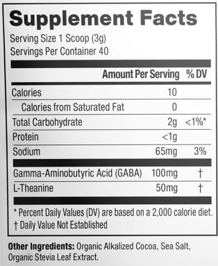 40 Mindful Nutrition Mindful Calm Sugar Free Hot Chocolate Mix - Servings - Anti-Stress Drink Mix Powder Sleepy Cocoa
