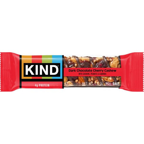 4g 12 Count KIND Healthy Snacks Bars, Dark Chocolate Cherry Cashew, Gluten Free, High Fiber Snacks, Protein