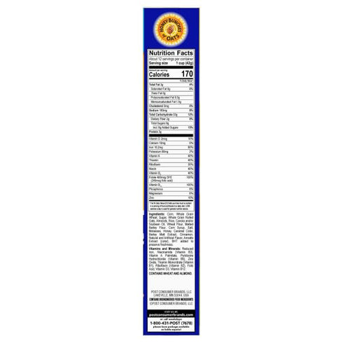 18 oz Honey Bunches of Oats with Almonds Breakfast Cereal, Almond Cereal with Oats and Granola Clusters, Family Size