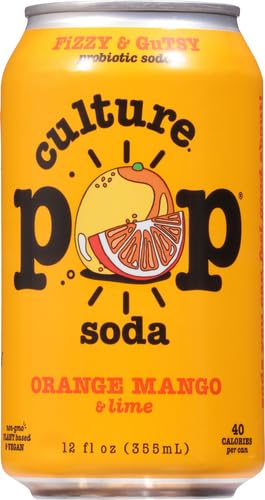Culture Pop 12 (Pack 5) Soda Orange Mango & Lime Probiotic Soda, FZ
