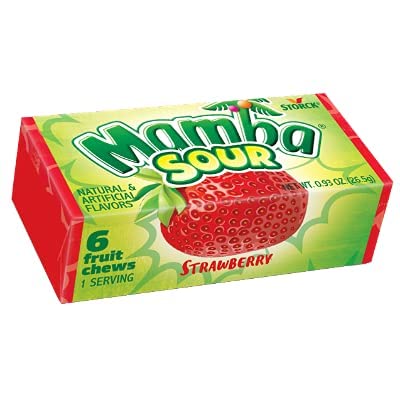 Mamba 6 (Pack 48) Sour Fruit Chews Candy, Pieces