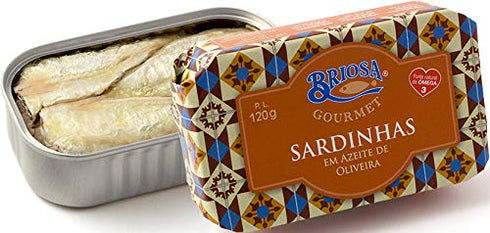 Briosa Gourmet packaged Omega-3 5 120 Sardines in Olive oil - Tinned and by Hand - Rich in - tins x g | Portugal