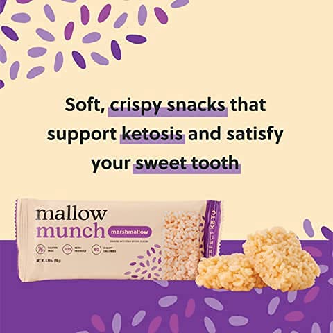Perfect Keto Mallow Munch - Gluten Free Cereal Bars, Low Sugar, High Protein Snack, 8 Pack