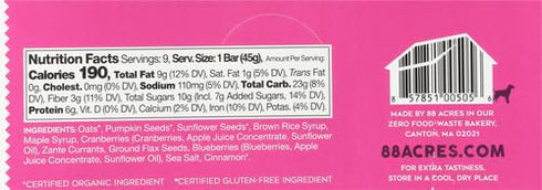 88 9 Count, Acres Granola Bars, Triple Berry Crumble, School Safe, Allergen Free Seed & Oat Snack Bar, Gluten & Nut