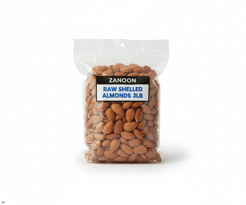 Almonds 3LB by ZANOON Raw, Large California Almonds, High Protein & Vitamin