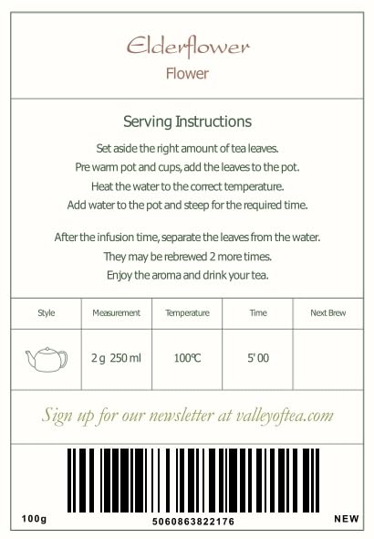 Organic Elderflower Tea - Dried Elder Flowers Herbal Tea, Sambacus Blossoms