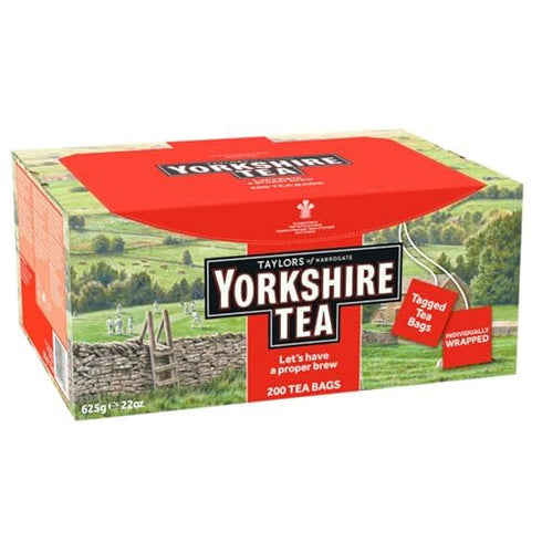 200 Count (Pack 1), 200 Yorkshire Tea, Red, Black Tea, Individually Wrapped Bags, of Refreshing, Satisfying