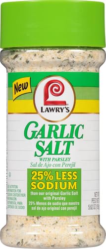 25% 5.62 oz (Pack 2) Lawry's Less Sodium Garlic Salt With Parsley