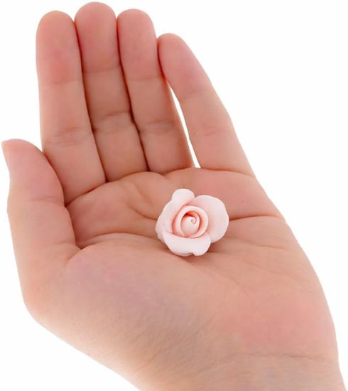 Global Sugar Art Rose Sugar Flowers, Pink Unwired, Very Small, 18 Count