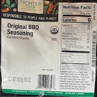 Frontier Co-op Organic Original BBQ Seasoning, Certified Organic, Bulk Spice, Classic Sweet