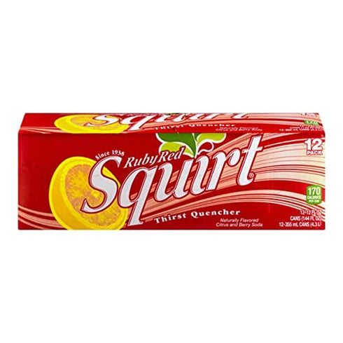 3 (36 Count) Squirt Ruby Red Grapefruit Soda Soft Drink Cans - Cases