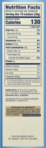 4.25 Oz (Pack 2) Blue Diamond Almonds Nut Thins Gluten Free Cracker Crisps, Hint of Sea Salt, Boxes