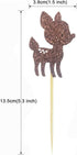 Morndew 24 PCS Brown Glitter Baby Deer Fawn Cupcake Toppers for Baby Shower, Woodland Party Decorations