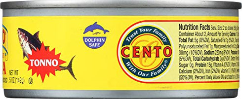 Cento Packed 5 oz Solid Light Tuna in Olive Oil