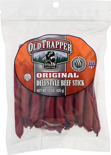 Sticks,15-Ounce Package, (Pack 2) Old Trapper Original Deli-Style Beef Perfect for On-the-Go Snacking, Six Grams