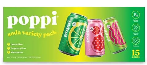 Generic Prebiotic Soda Summer Variety Pack, 12 fl. oz., 15 pk.
