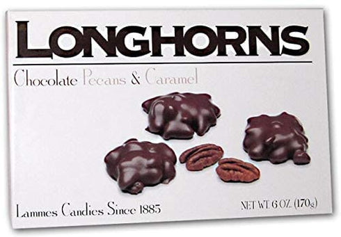 Lammes 6 Candies Milk Chocolate Longhorns - Milk Chocolate Pecans and Caramel, Ounce Box