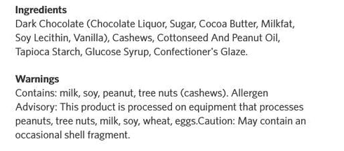 Generic 11oz Dark Chocolate Covered Cashews, Roasted Crunchy Dipped Snack Gift, Gluten Free Low Carb Food, Easter