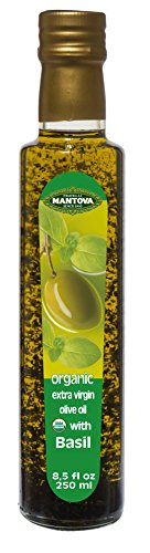 Mantova Basil Organic Flavored Extra Virgin Olive Oil 8.5 Oz, (pack of