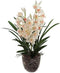 Larksilk Silk Cymbidium Orchid Stem - White, 30" Long with 10 Flowers