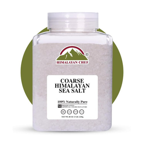5 lb Himalayan Chef Coarse Grain Himalayan Sea Salt, Jar - Pure, Natural, Non-GMO, Kosher, Ideal for Cooking, Baking