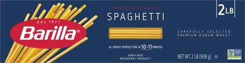 32 (Pack 2) Barilla Spaghetti Pasta, Box - Non-GMO, Made with Durum Wheat Semolina - Kosher Certified, Ounce