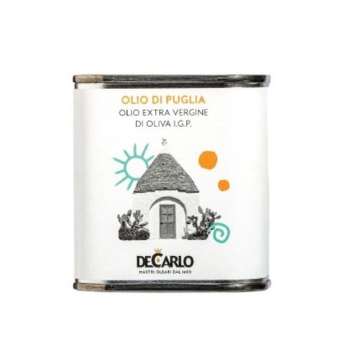 100ml (3.52oz). De Carlo. Extra Virgin Olive Oil. Olio di Puglia I.G.P.