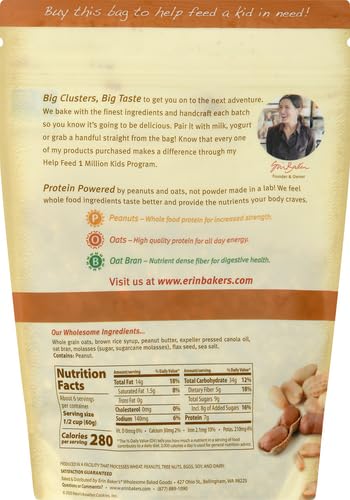 12 oz Erin Baker's Homestyle Granola, Peanut Butter