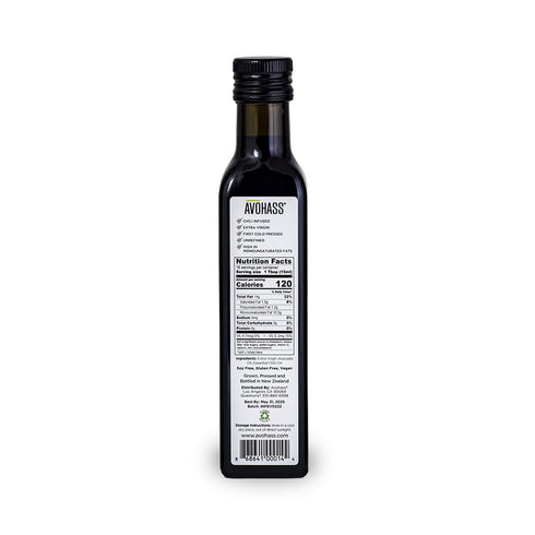 Avohass 8.5 oz Chili Infused Extra Virgin Avocado Oil fl Bottle Unrefined First Cold Pressed Non GMO from New Zealand