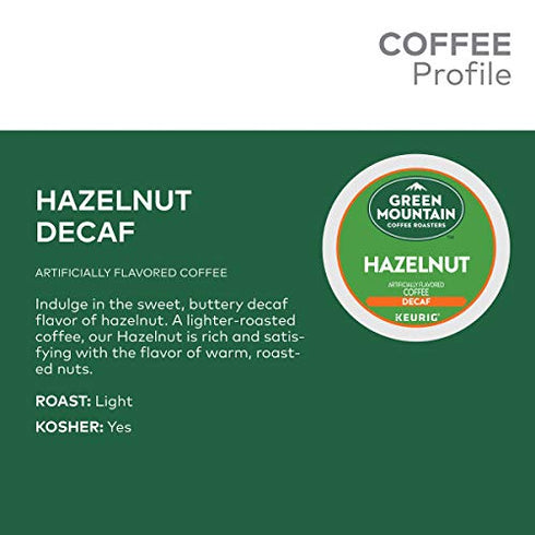 48 Count (Pack 1) Green Mountain Coffee Roasters Hazelnut Decaf, Single-Serve Keurig K-Cup Pods, Flavored Light Roast