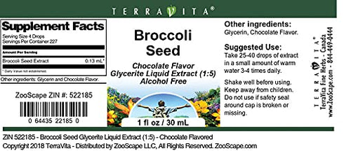 Terravita (1:5) (1 oz, 522185) Broccoli Seed Glycerite Liquid Extract - Chocolate Flavored ZIN: