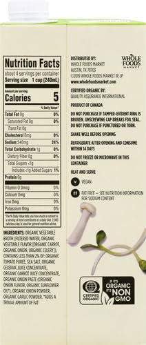 365 32 Oz by Whole Foods Market, Organic Vegetable Broth, Fl