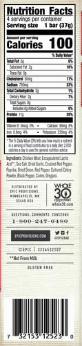 4 5.2 oz EPIC Chicken Sriracha Bar, Keto and Paleo Friendly, Protein Bars, Ct