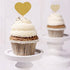 WARMBUY 50 Pack Gold Glitter Cupcake Toppers with Sticks for Baby Bridal Shower Birthday Party (Heart)
