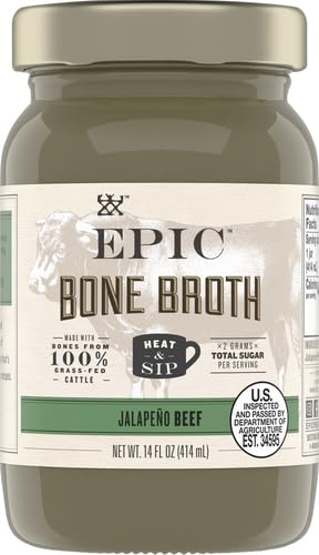 14 oz. (Pack 2) Epic Artisanal Bone Broth, Beef Jalapeno Sea Salt