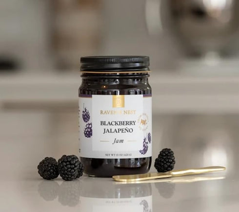 Raven's Nest Specialties 15 Raven's Original Hot Pepper All Natural Jam - Ounce Jar (Blackberry Jalapeno)