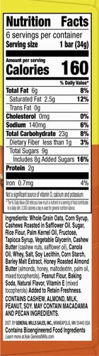 6 7.2 oz Nature Valley Sweet and Salty Nut Granola Bars, Cashew, Bars