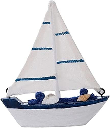 koTTIYA Sailboat Nautical Theme Wood Ship Model Mini Figurines Wooden Cake Topper for Mediterranean Home Furnishing