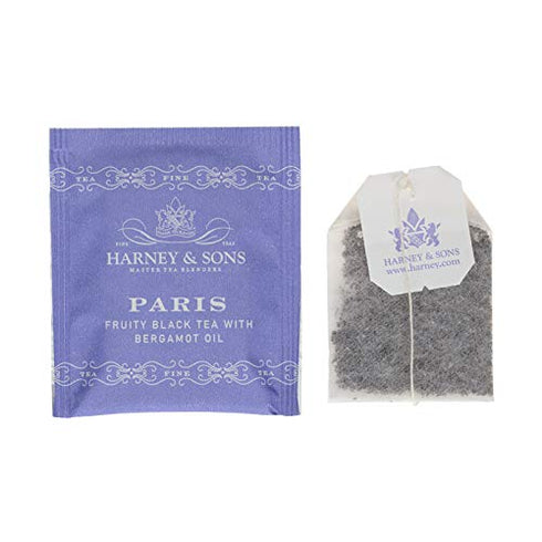 50 Harney & Sons Paris Black Tea | Tea Bags | Fruity Vanilla & Caramel Blend with Hint of Lemony Bergamot