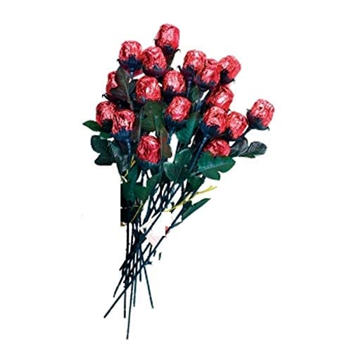 FavorOnline One Dozen PINK Chocolate Roses - Solid Premium 9 1/2" Milk Chocolate