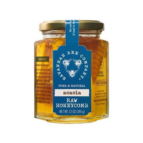 (12 Savannah Bee Company Pure Raw Acacia Honeycomb - All Natural, Unfiltered Honeycomb Ounce Hexjar)
